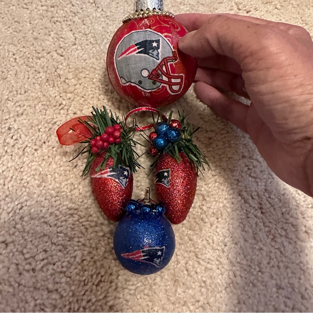 NFL New England Patriots Super Bowl Champs Hand Crafted Christmas Ornaments